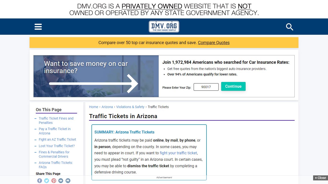 Arizona Traffic Tickets & Violations | DMV.ORG