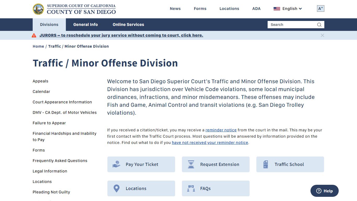 Traffic / Minor Offense Division | Superior Court of California ...